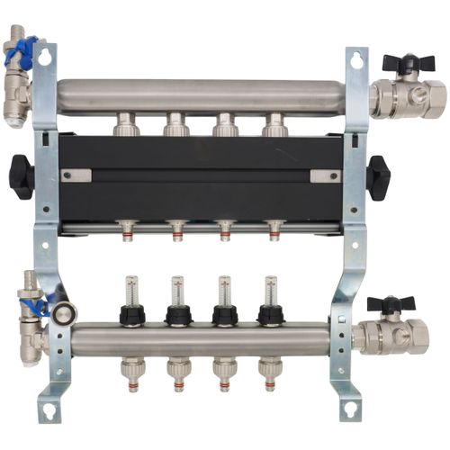 4 Loop Stainless Steel Manifold Package w/ Control (1/2" PEX)
