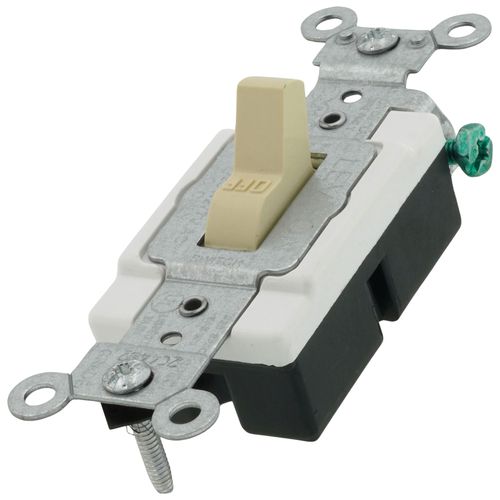 Main product image of Single-Pole Toggle Light Switch, Commercial Grade - Ivory (120/277V)