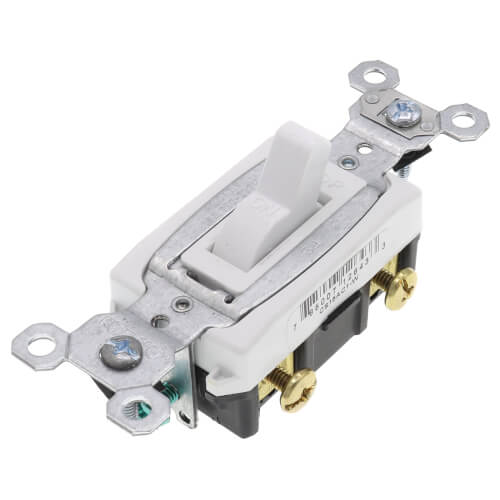 Main product image of Single Pole, Side Wired, Toggle Switch, Commercial Grade, 15A - White (120/277V) 