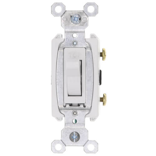 Main product image of Single Pole, Side Wired, Toggle Switch, Commercial Grade, 15A - White (120/277V) 