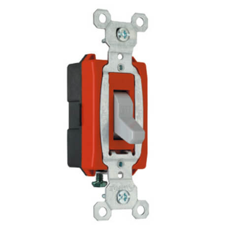Main product image of Single Pole, Side Wired, Toggle Switch, Commercial Grade, 20A - Gray (120/277V) 
