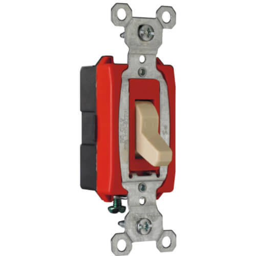 Main product image of Single Pole, Side Wired, Toggle Switch, Commercial Grade, 20A - Ivory (120/277V) 