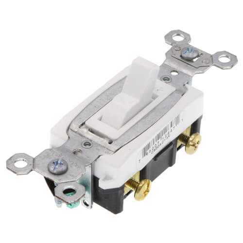 Main product image of Single Pole, Side Wired, Toggle Switch, Commercial Grade, 20A - White (120/277V) 