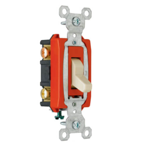 Main product image of Three Pole, Side Wired, Toggle Switch, Commercial Grade, 20A - Ivory (120/277V)