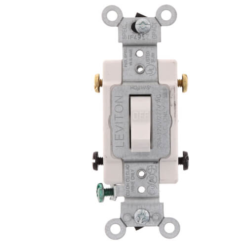 Main product image of 3-Way Toggle Light Switch, Commercial Grade, 20A - White (120/277V)