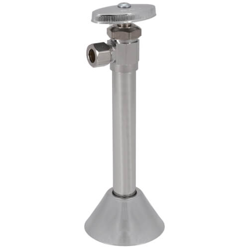 Main product image of 1/2" Nom. Sweat x 3/8" O.D. Compr. Angle Stop Valve w/ 5" Sweat Extension & Bell Escutcheon, Lead Free (Chrome Plated)