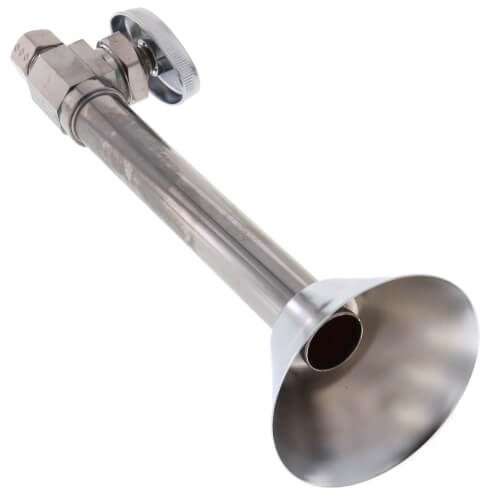 Main product image of 1/2" Nom. Sweat x 3/8" O.D. Compr. Straight Stop Valve w/ 5" Sweat Ext. & Escutcheon Lead Free (Chrome Plated)