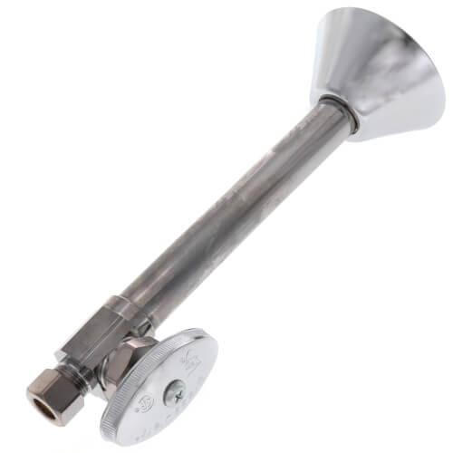 Main product image of 1/2" Nom. Sweat x 3/8" O.D. Compr. Straight Stop Valve w/ 5" Sweat Ext. & Escutcheon Lead Free (Chrome Plated)