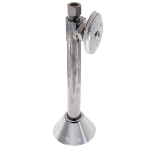 Main product image of 1/2" Nom. Sweat x 3/8" O.D. Compr. Straight Stop Valve w/ 5" Sweat Ext. & Escutcheon Lead Free (Chrome Plated)