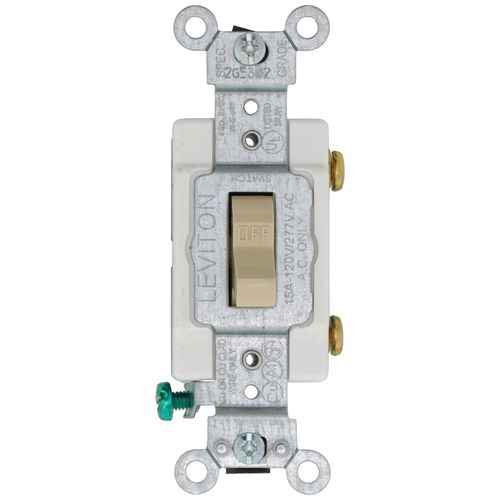 Main product image of Single-Pole, Commercial Grade Back/Side Wired Switch, 15A - Ivory (120/277V)