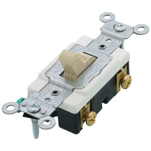 Main product image of Single-Pole, Commercial Grade Back/Side Wired Switch, 15A - Ivory (120/277V)