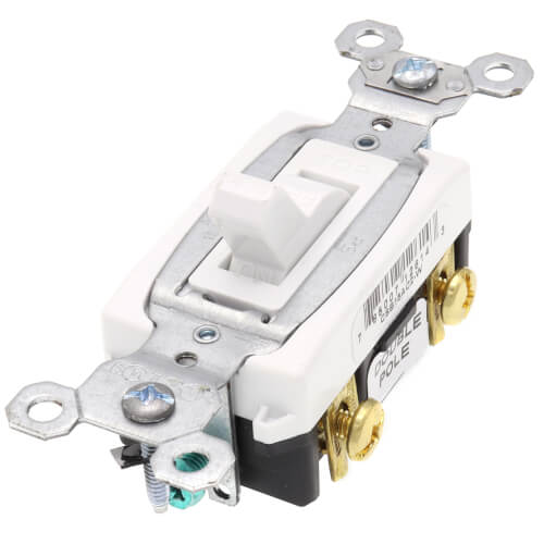 Main product image of Two Pole, Back and Side Wired, Toggle Switch, Commercial Grade, 15A - White (120/277V) 
