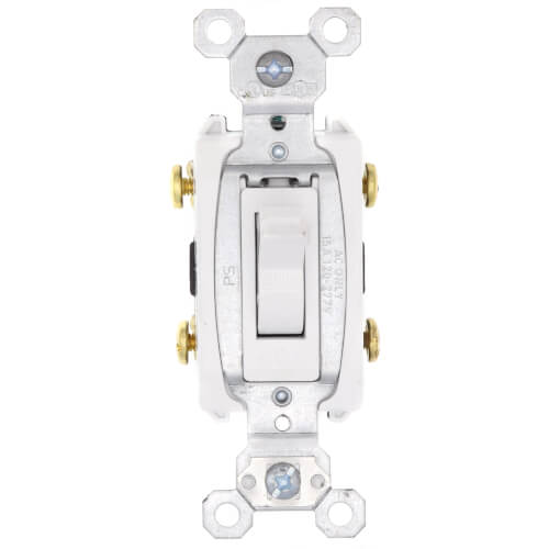 Main product image of Two Pole, Back and Side Wired, Toggle Switch, Commercial Grade, 15A - White (120/277V) 