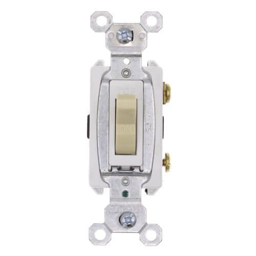 Main product image of Single Pole, Back and Side Wired, Toggle Switch, Commercial Grade, 20A - Ivory (120/277V) 