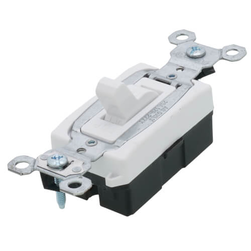 Main product image of Single Pole, Back and Side Wired, Toggle Switch, Commercial Grade, 20A - White (120/277V)