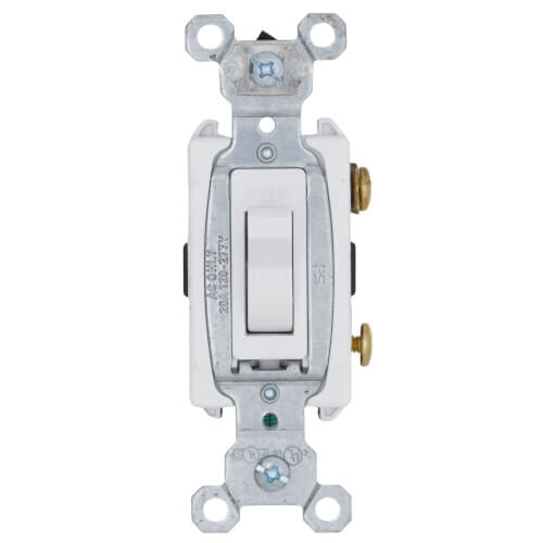 Main product image of Single Pole, Back and Side Wired, Toggle Switch, Commercial Grade, 20A - White (120/277V)