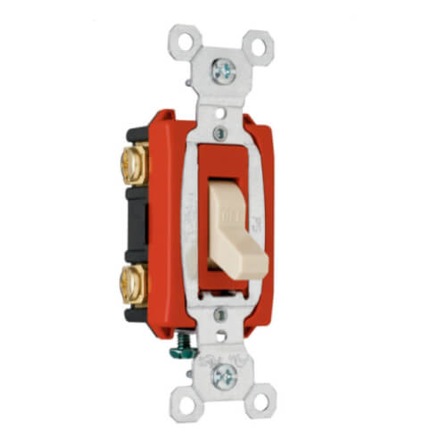 Main product image of Two Pole, Back and Side Wired, Toggle Switch, Commercial Grade, 20A - Ivory (120/277V)