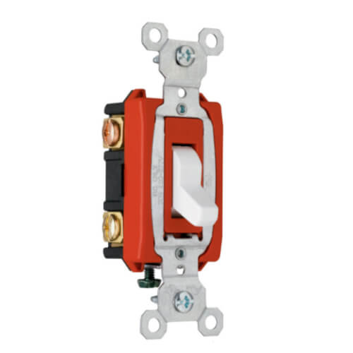 Main product image of Two Pole, Three Way, Back and Side Wired, Toggle Switch, Commercial Grade, 20A - White (120/277V) 