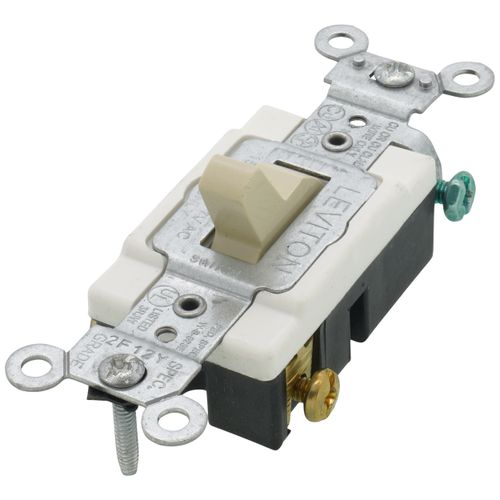 Main product image of 3-Way, Commercial Grade Back/Side Wired Switch, 15A - Ivory (120/277V)