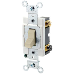 Main product image of 3-Way, Commercial Grade Back/Side Wired Switch, 20A - Ivory (120/277V)