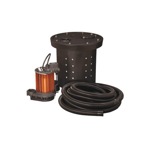 Crawl Space Sump Kit, 1/3 HP, w/ Basin, Hose Kit & Cover