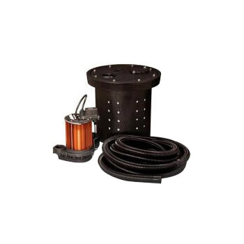 1/2 HP Crawl Space Sump Pump Kit w/ Basin & Hose Kit