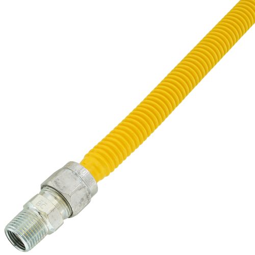 Main product image of 1/2" ID (5/8" OD) ProCoat Coated Stainless Steel Gas Connector w/ 3/4" x 1/2" MIP Fittings (48" Length)