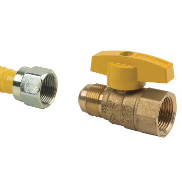Main product image of 1/2" ID (5/8" OD) Gas Connector w/ 3/4" MIP x 1/2" FIP Fitting, 3/4" FIP Ball Valve (36" Length)