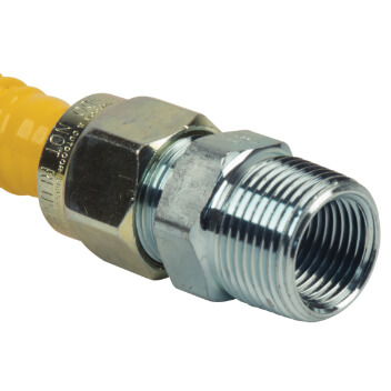 Main product image of 1/2" ID (5/8" OD) Gas Connector w/ 3/4" MIP x 1/2" FIP Fitting, 3/4" FIP Ball Valve (36" Length)