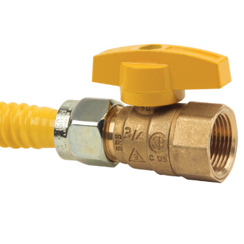 Main product image of 1/2" ID (5/8" OD) Gas Connector w/ 3/4" MIP x 1/2" FIP Fitting, 3/4" FIP Ball Valve (36" Length)