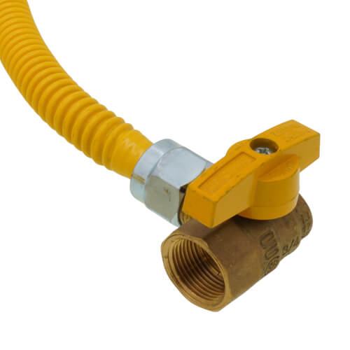 Main product image of 1/2" ID (5/8" OD) ProCoat SS Gas Connector w/ 3/4" MIP Fittings x 3/4" FIP Angle Ball Valve (48" Length)