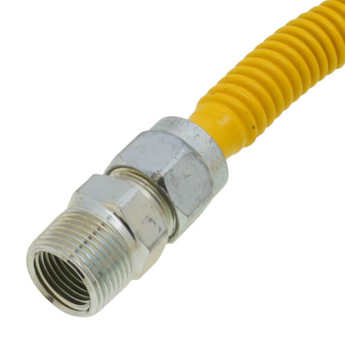 Main product image of 1/2" ID (5/8" OD) ProCoat SS Gas Connector w/ 3/4" MIP Fittings x 3/4" FIP Angle Ball Valve (48" Length)