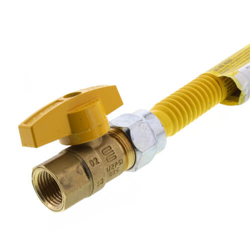 Main product image of 1/2" ID (5/8" OD) Stainless Steel Gas Connector w/ 1/2" FIP Ball Valve & 1/2" MIP Fitting (12" Length)