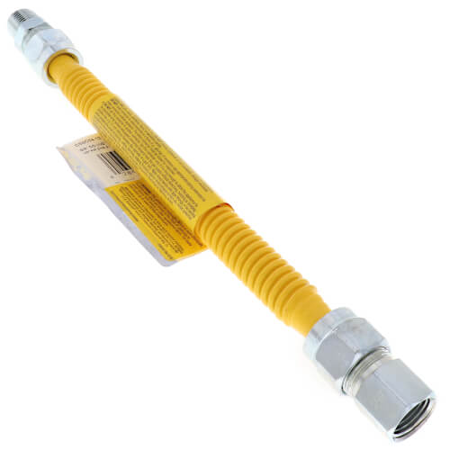 Main product image of 1/2" ID ProCoat Stainless Steel Gas Connector w/ 1/2" FIP x MIP, 3/8" FIP Tap (12" Length)