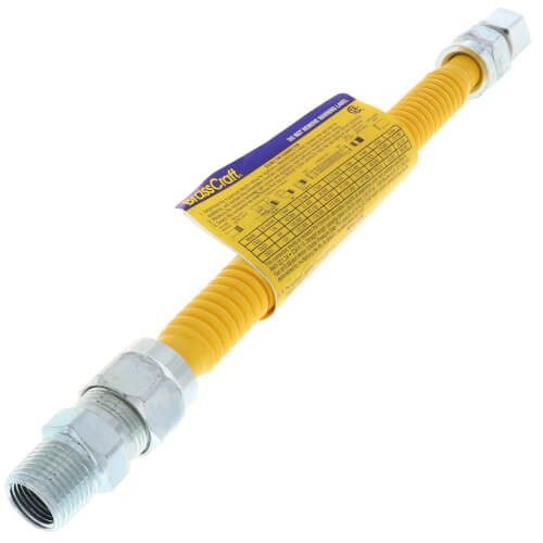 Main product image of 1/2" ID ProCoat Stainless Steel Gas Connector w/ 1/2" FIP x MIP, 3/8" FIP Tap (12" Length)
