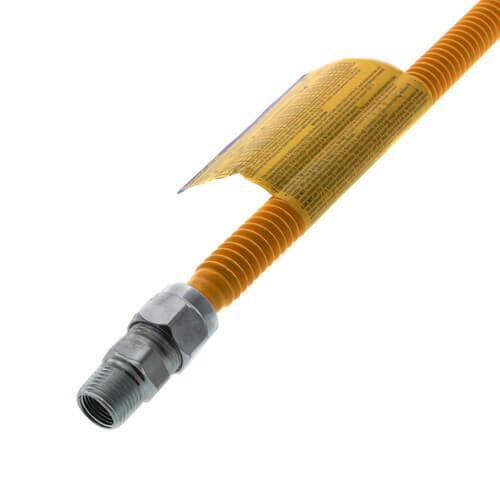 Main product image of 1/2" ID ProCoat Stainless Steel Gas Connector w/ 1/2" FIP x MIP, 3/8" FIP Tap (18" Length)