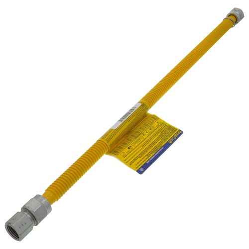 Main product image of 1/2" ID ProCoat Stainless Steel Gas Connector w/ 1/2" FIP x MIP, 3/8" FIP Tap (24" Length)