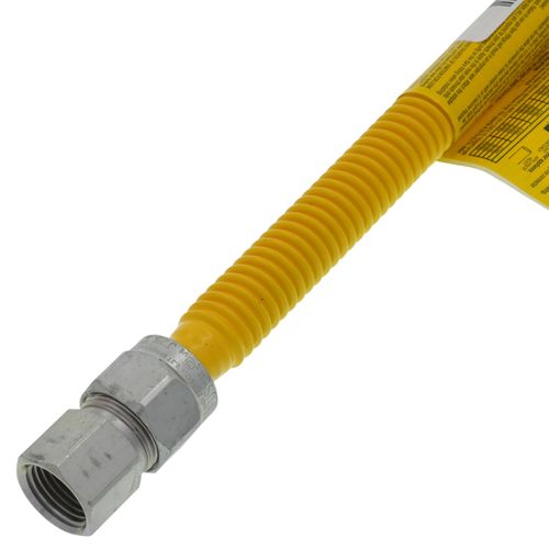 Main product image of 1/2" ID ProCoat Stainless Steel Gas Connector w/ 1/2" FIP x MIP, 3/8" FIP Tap (24" Length)
