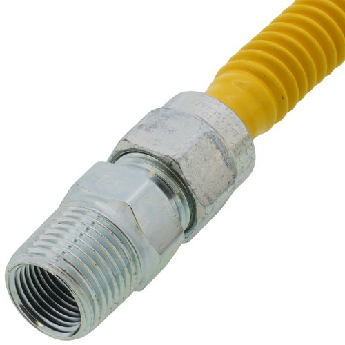 Main product image of 3/8" ID ProCoat SS Gas Connector w/ 1/2" MIP (3/8" FIP Tap) x 1/2" FIP Gas Ball Valve (30" Length)