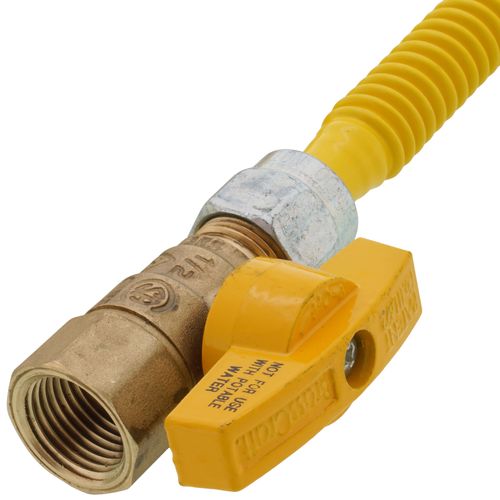 Main product image of 3/8" ID ProCoat SS Gas Connector w/ 1/2" MIP (3/8" FIP Tap) x 1/2" FIP Gas Ball Valve (30" Length)
