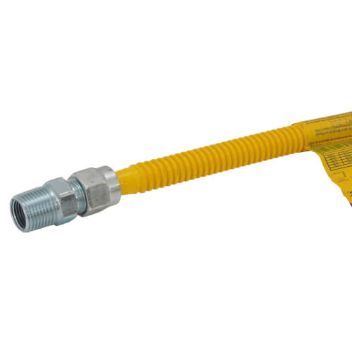 Main product image of 3/8" ID ProCoat SS Gas Connector w/ 1/2" MIP (3/8" FIP Tap) x 1/2" FIP Gas Ball Valve (36" Length)