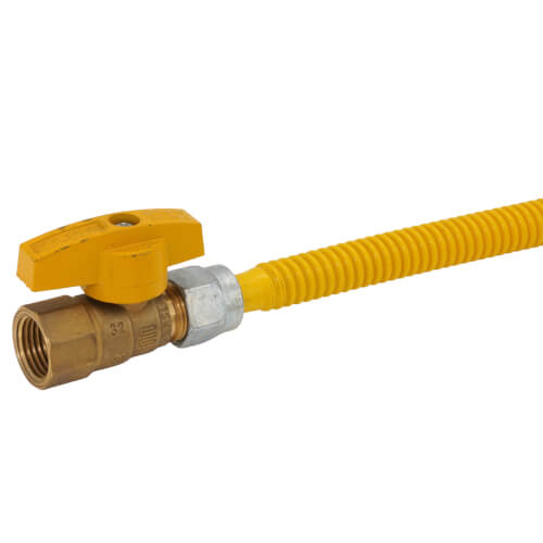 Main product image of 3/8" ID ProCoat SS Gas Connector w/ 1/2" MIP (3/8" FIP Tap) x 1/2" FIP Gas Ball Valve (36" Length)