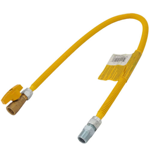 Main product image of 3/8" ID ProCoat SS Gas Connector w/ 1/2" MIP (3/8" FIP Tap) x 1/2" FIP Gas Ball Valve (36" Length)