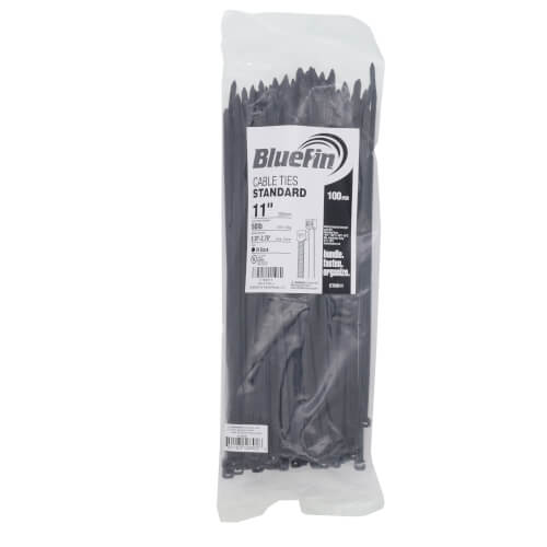Main product image of 11" Nylon Standard Cable Ties, UV Black (Pack of 100)