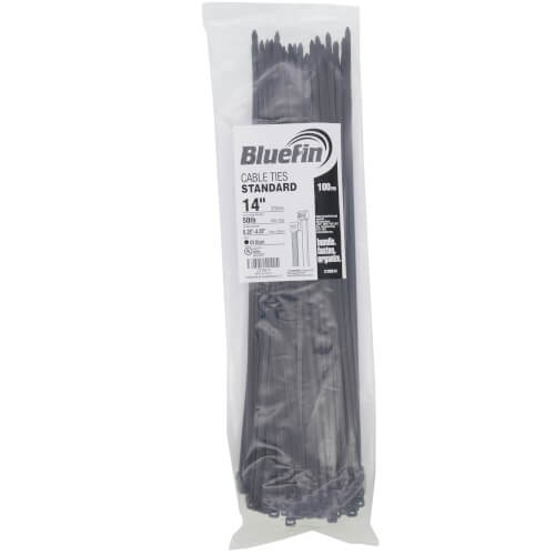 Main product image of 14" Nylon Standard Cable Ties, UV Black (Pack of 100)