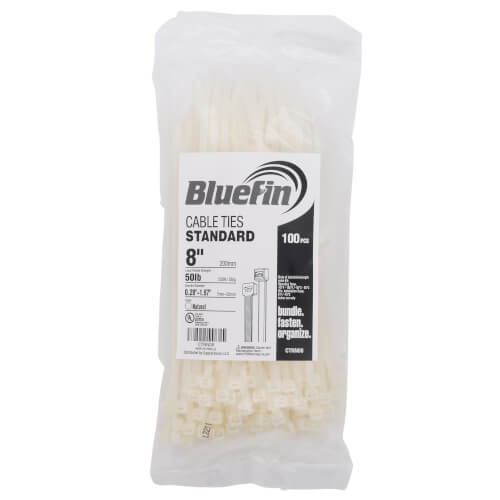 Main product image of 8" Nylon Standard Cable Ties, Natural (Pack of 100)