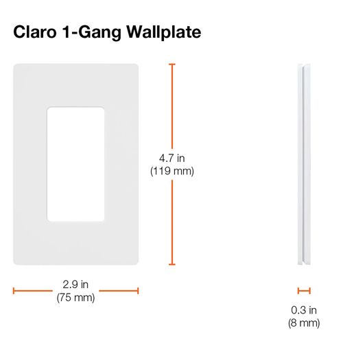 Main product image of Claro 1 Gang Wall Plate for Decorator/Designer Paddle Switches and Dimmers, White (Gloss), CW-1-WH