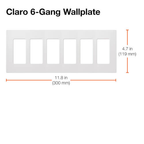 Main product image of Claro 6 Gang Wall Plate for Decorator/Designer Paddle Switches and Dimmers, White (Gloss), CW-6-WH