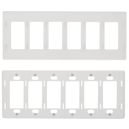 Main product image of Claro 6 Gang Wall Plate for Decorator/Designer Paddle Switches and Dimmers, White (Gloss), CW-6-WH