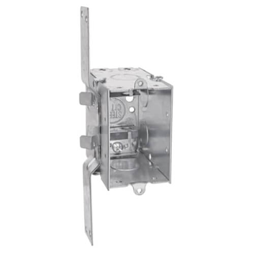 Main product image of 3-1/2" Deep Gangable Switch Box w/ 1/2" Knockouts, Armored Cable Clamps (C-3) & CV Bracket